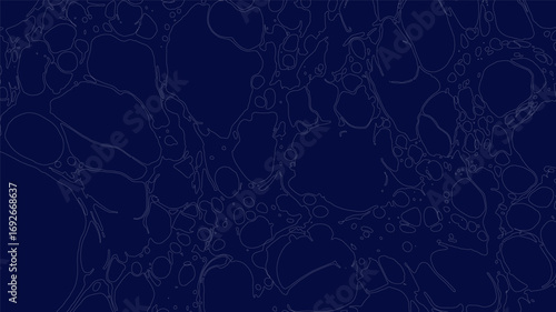 Elegant dark blue background showcases irregular shapes and delicate white outlines, creating a sophisticated abstract pattern that feels both organic and modern.