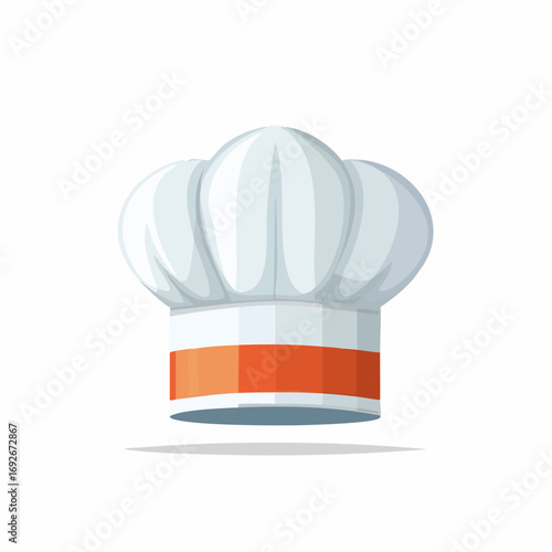 White chef hat with orange band for culinary professionals and kitchen staff uniform