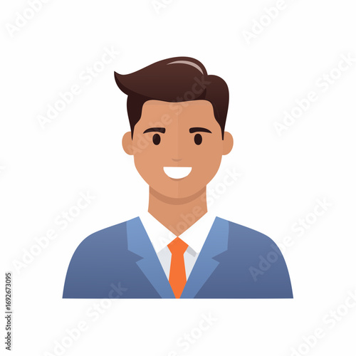 Portrait of a smiling young professional man in a business suit and tie vector icon