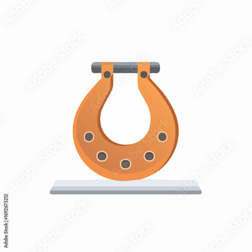 Simple orange lucky horseshoe icon symbol good fortune charm vector