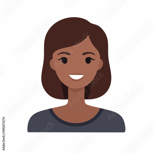 Smiling African American Woman Portrait Illustration with Short Hair