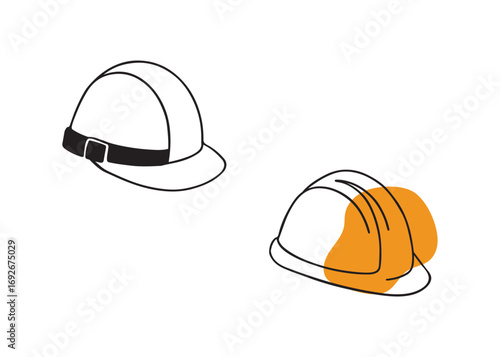 Single Continuous Line Art of Safety Helmet Emphasizing Protective Gear, One line drawing of isolated hard hat. Vector illustration. Editable stroke