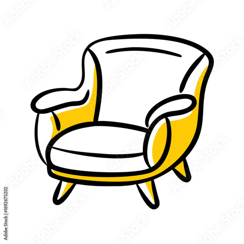 This charming, cartoon-style icon of an armchair is perfect for websites or blogs about interior design, furniture, home decor, or relaxation.

