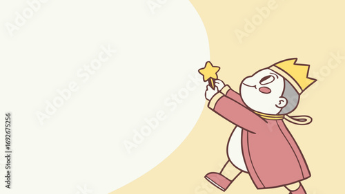 A whimsical cartoon king in a crown and robe holding a star wand, ideal for websites or blogs about fantasy, storytelling, magic, or royal themes.

