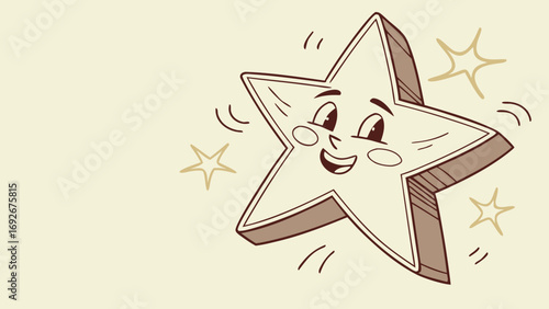 joyful, cartoon-style golden star with a cheerful face, perfect for children's books, educational content, achievement awards, positive reinforcement blogs, and whimsical designs.