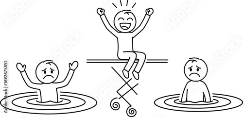 Stick figure success overcoming challenges and mental health art