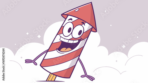 This fun cartoon rocket is perfect for websites or blogs celebrating a special occasion, like a holiday or event. The style is flat illustration.

