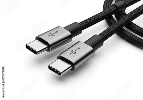 Illustration of close up of usb typec cable isolated on white background