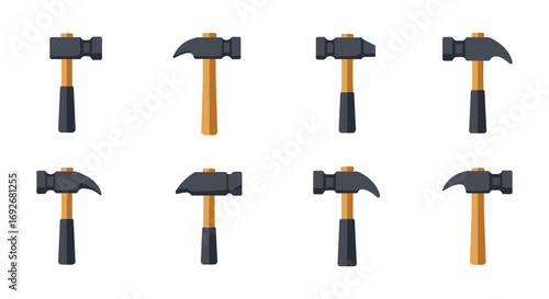 various hammers arranged neatly in rows and columns