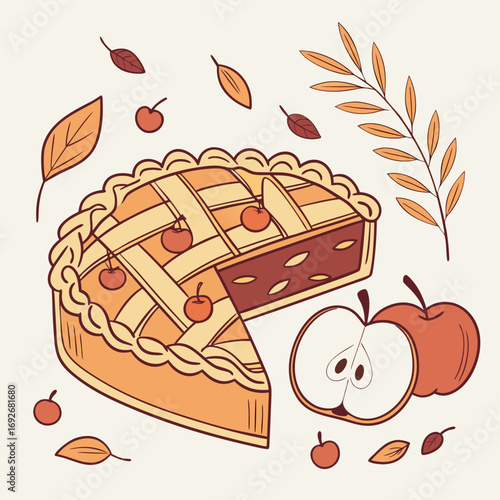Delicious apple pie with apples