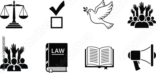 Symbols of justice law peace and freedom vector illustration