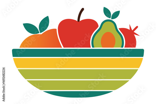 Colorful Bowl of Assorted Fruits and Vegetables on White Background assortment healthy eating