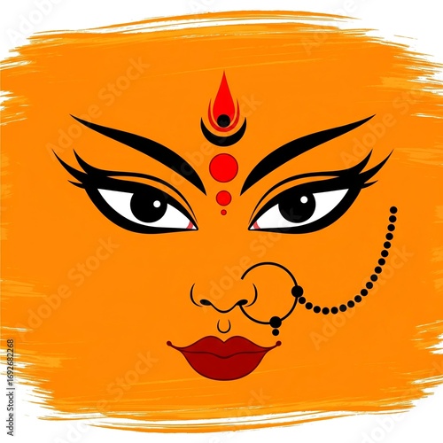 Navratri illustration, mata face illustration 