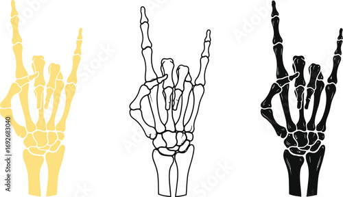 Rock on skeleton hand vector illustration halloween design