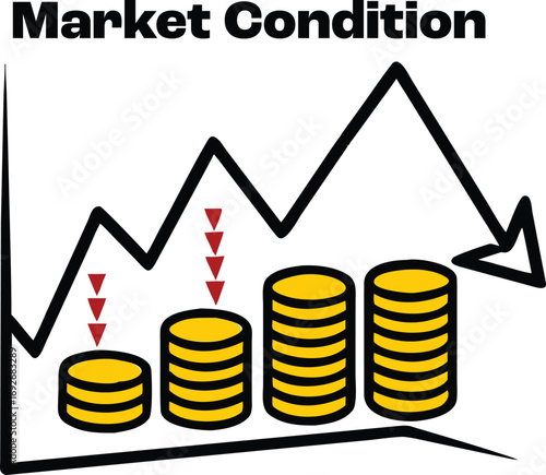Abstract financial market trend visualization with colorful data points and lines
