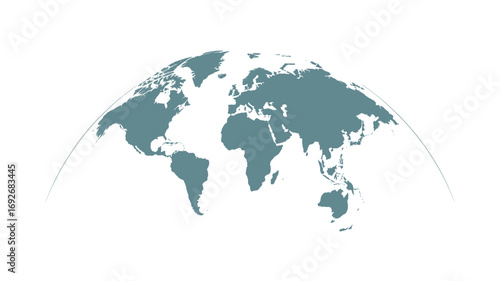 World Map Globe Vector Illustration with Focus on Continents, Geography, and Global Reach for Travel, Education, and Environmental Awareness Projects