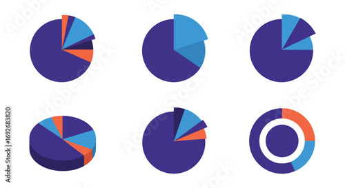 six pie charts showing various data segments visually
