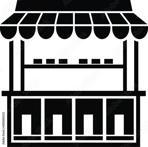Vector illustration of market stall trade stand shop kiosk icon
