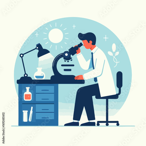 illustraition of a person using a microscope 