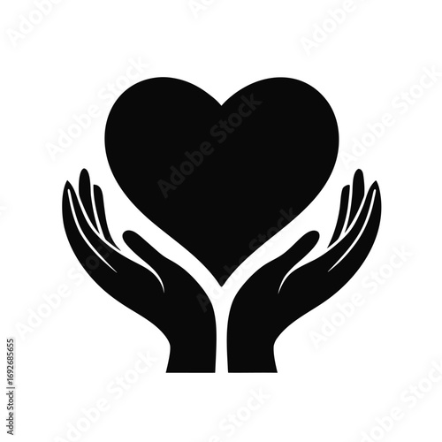 Heart in hands, Heart and hands icon symbols. Vector illustration.