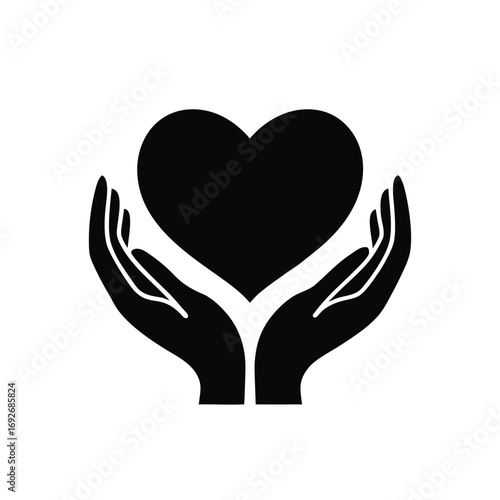 Heart in the hands, Hands Holding Heart Icon Care Support Symbol

