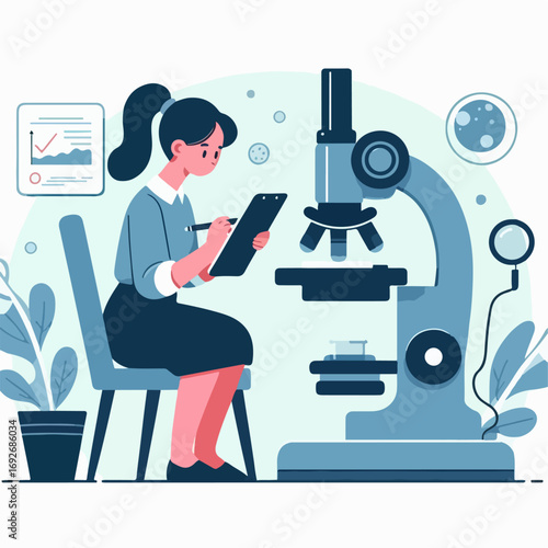 illustraition of a person using a microscope 