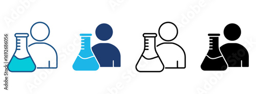 Researcher Icon Set With Multiple Styles. Vector Illustration