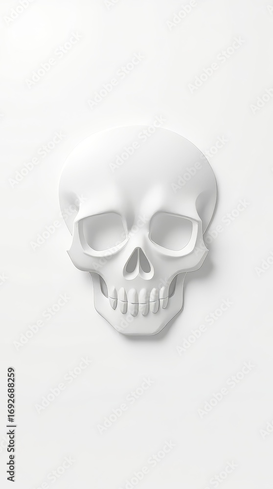 Fototapeta premium Minimal white halloween phone wallpaper with embossed skull silhouette
