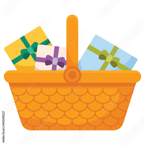 Gift basket raffle prize icon avatar logotype isolated vector illustration on white background