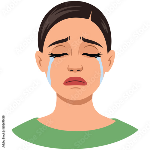 Blonde woman crying unhappy face expression female emotions attractive cartoon character