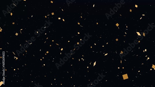 Double Pop Confetti Party Popper Easy, Golden color Confetti Party Popper Explosions Abstract, Animation of colorful confetti falling on ball background