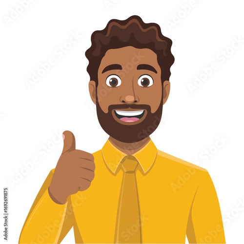 African man showing thumbs up gesture vector illustration isolated on white background