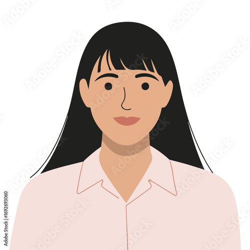 Abstract faceless young woman with bangs hairstyle abstract avatar vector illustration