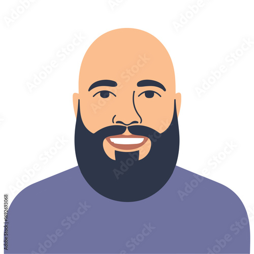 Abstract faceless bald man with beard mustache bald bearded male avatar vector