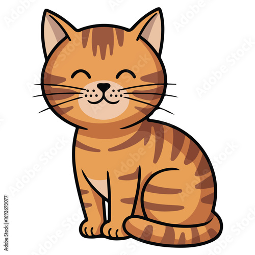Cute cat concept adorable domestic animal sitting fluffy tabby brown pet vector