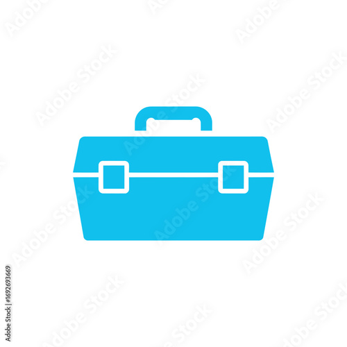 Blue toolbox icon on white background, simple illustration for design use