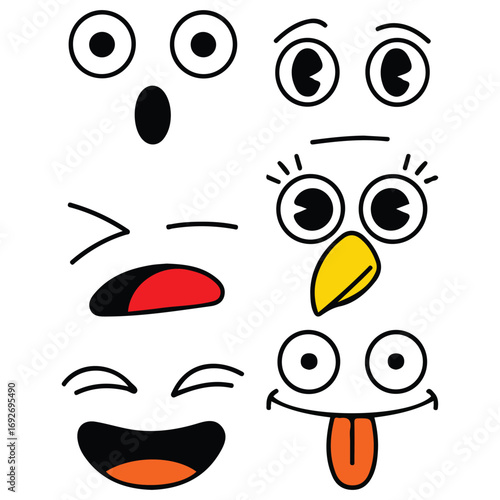 Set of classic emoticon faces with different emotional expressions vector illustration isolated