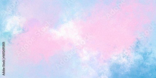 cloudy sky with color and white clouds filling the frame in an artistic watercolor painting style clouds background.	