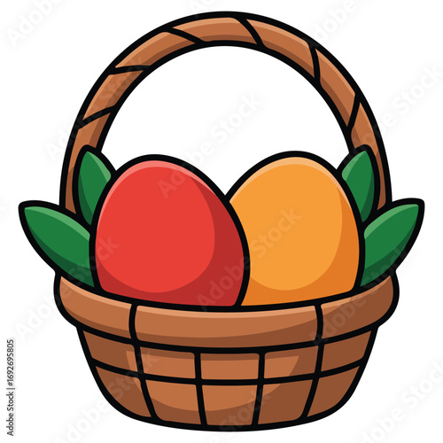 Happy Easter celebration with cheerful chicks and decorated eggs vector illustration