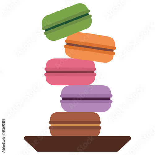 Homemade sweet macarons and brownies in transparent containers vector illustration