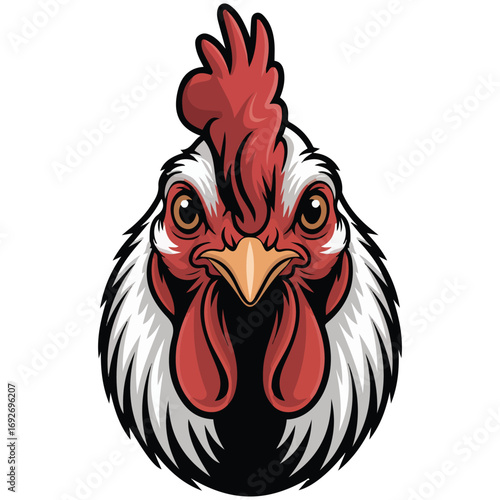 White chicken hen head profile icon isolated vector illustration on white background