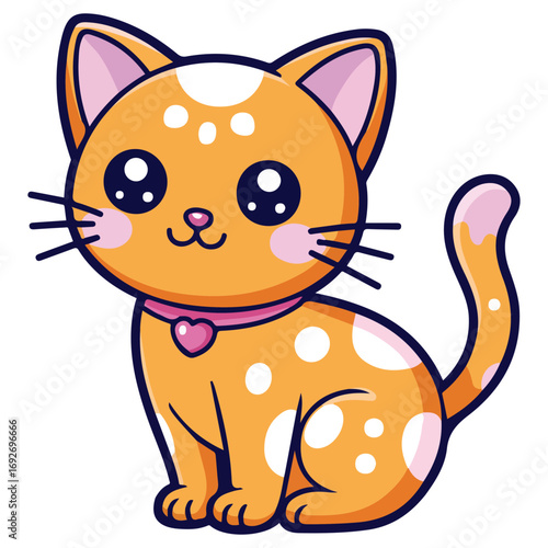 Happy cartoon cats in a floral spring setting isolated vector illustration on white background