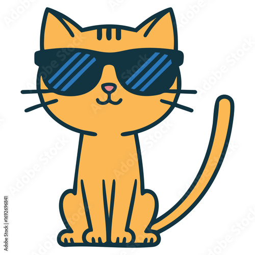Stylish cool cat character attitude pose isolated vector illustration on white background