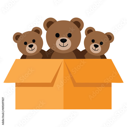 Charity box filled with toys for children isolated vector illustration on white background