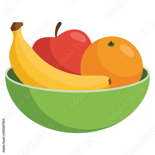 Fruit bowl with assorted healthy foods isolated vector illustration on white background