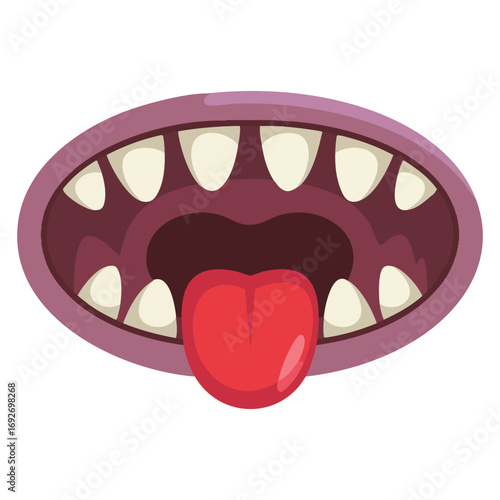 Funny mouth monster characters sticker set isolated vector illustration on white background