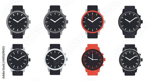 various smartwatches displayed in grid formation showing different designs