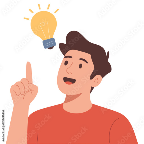 Man showing gesture of a great idea isolated vector illustration on white background