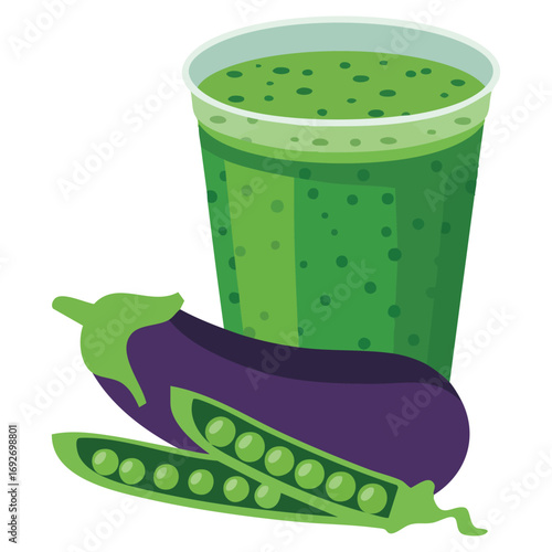 Refreshing organic smoothie drink isolated vector illustration on white background
