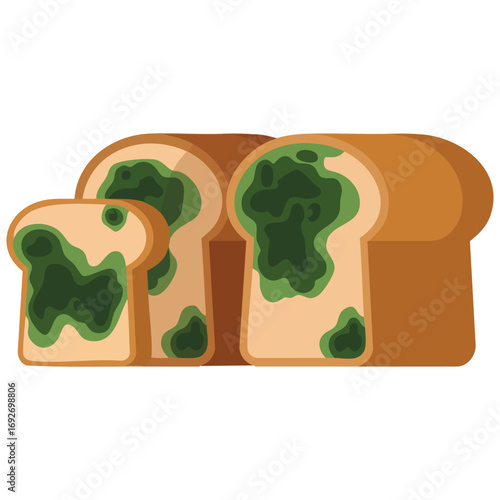 Mouldy bread garbage sorting theme isolated vector illustration on white background